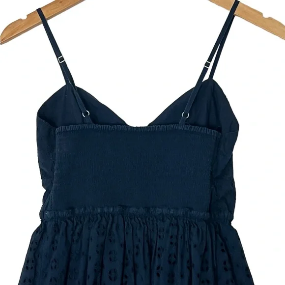 J. Crew | Navy eyelet spaghetti strap fit and flare mini sundress extra … - Picture 6 of 10